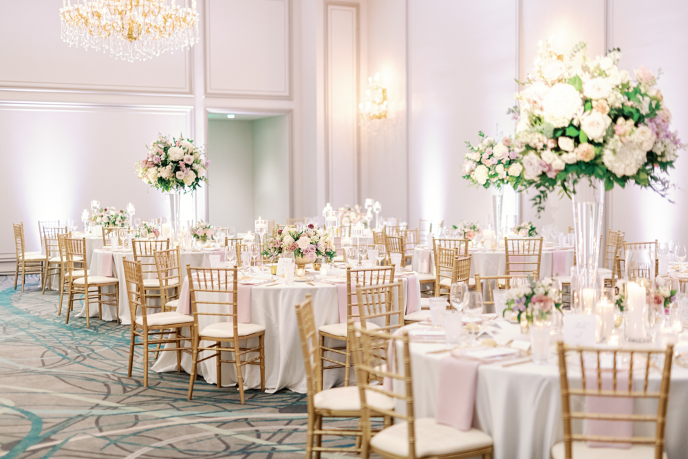 The ballroom at Grand Bohemian Hotel Mountain Brook is set for a fabulous Birmingham wedding.