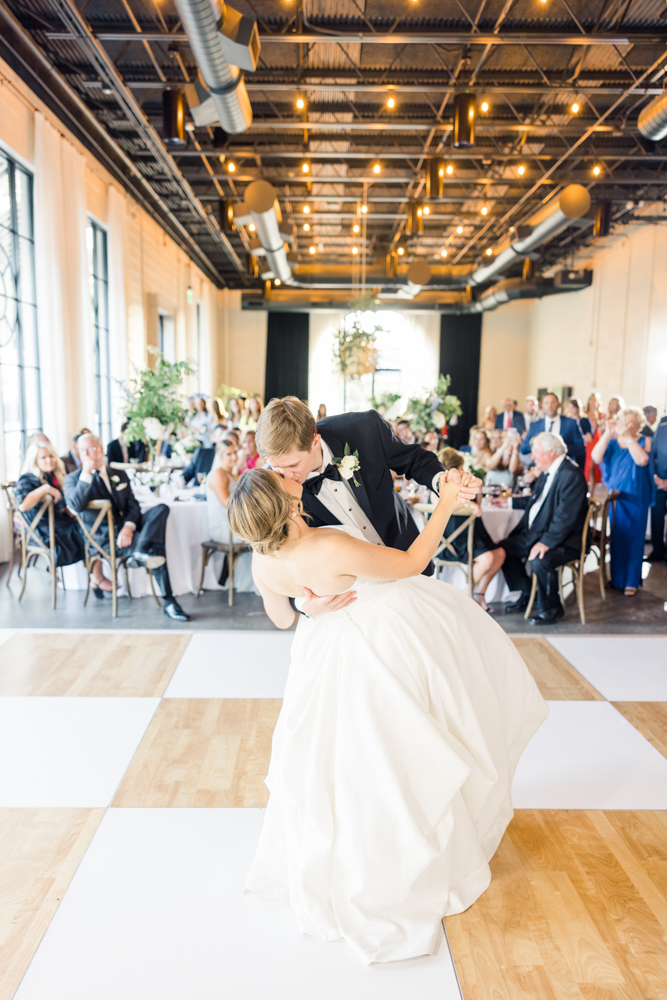 The bride and groom share a first dance at The Farrell in Homewood, Alabama.