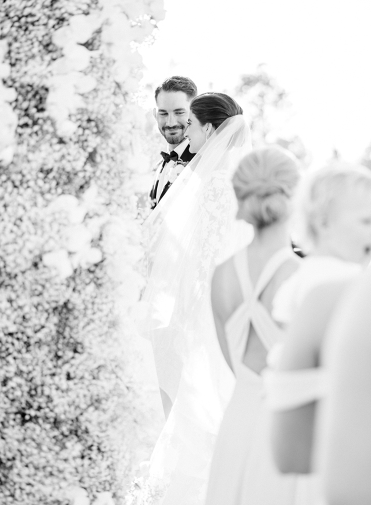 The bride and groom stand at their wedding ceremony together in South Alabama.