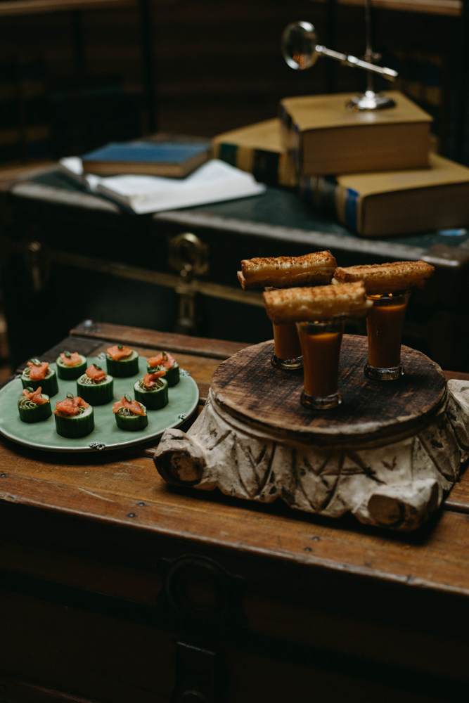 B&A Warehouse caters appetizers for a Southern wedding reception in Birmingham.