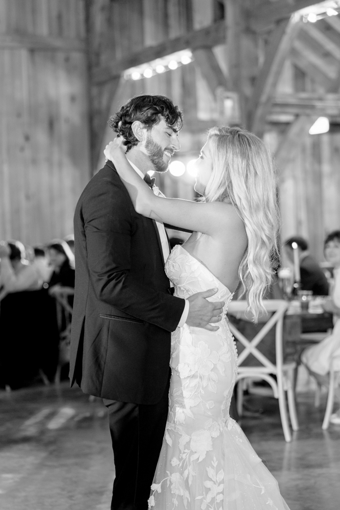 The bride and groom dance in the charn at Burns Bluff at High Falls.