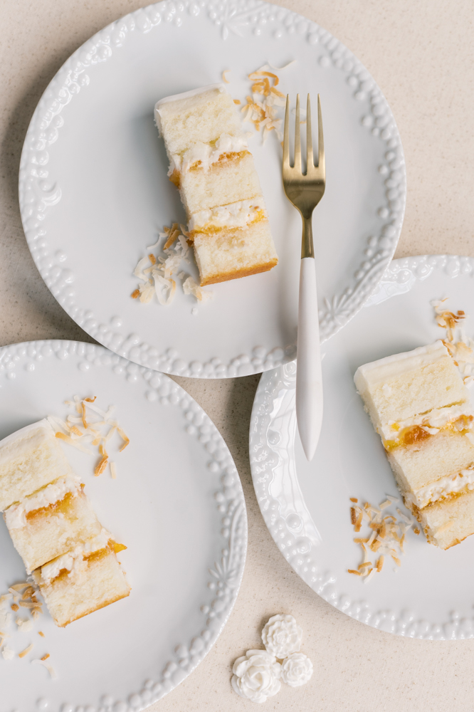 Sugar & Stems presents toasted coconut cake slices for a Southern wedding.