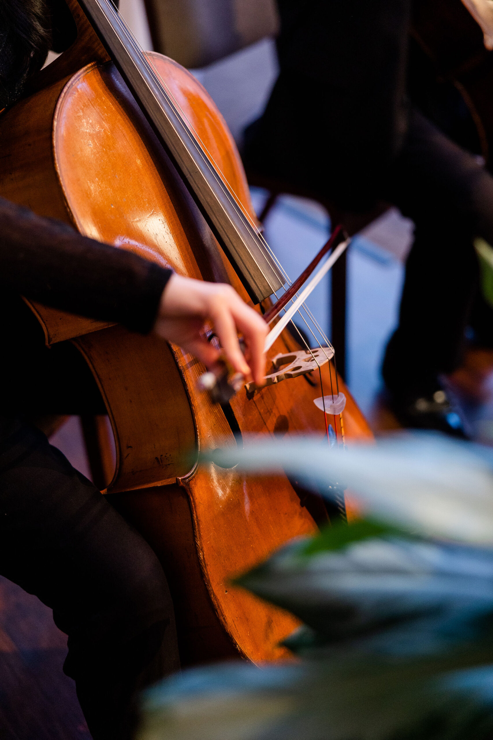 A lady plays the cello during an Alabama wedding ceremony.