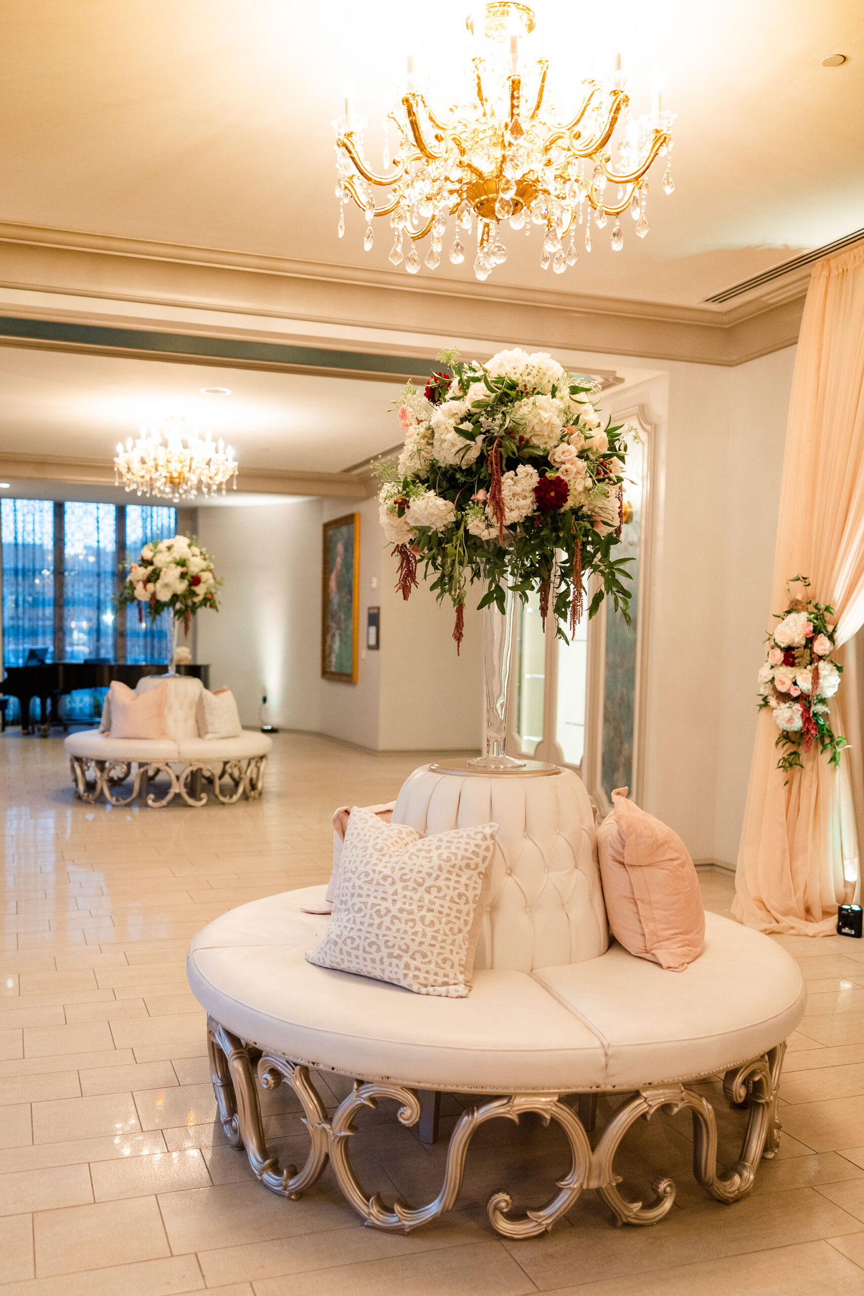 The Grand Bohemian Hotel Mountain Brook is decorated for a Southern wedding.