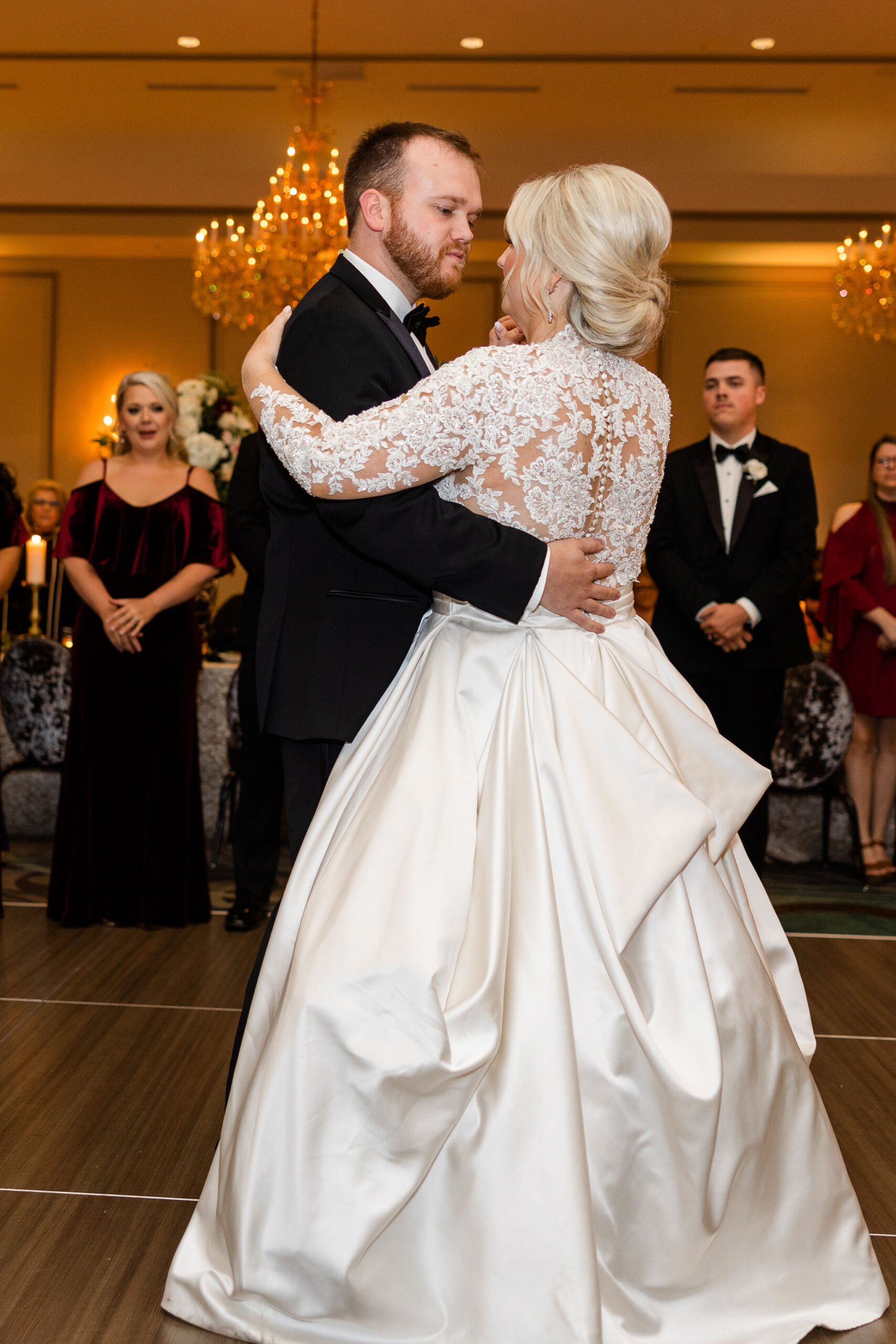 The bride and groom share a first dance at Grand Bohemian Hotel Mountain Brook.