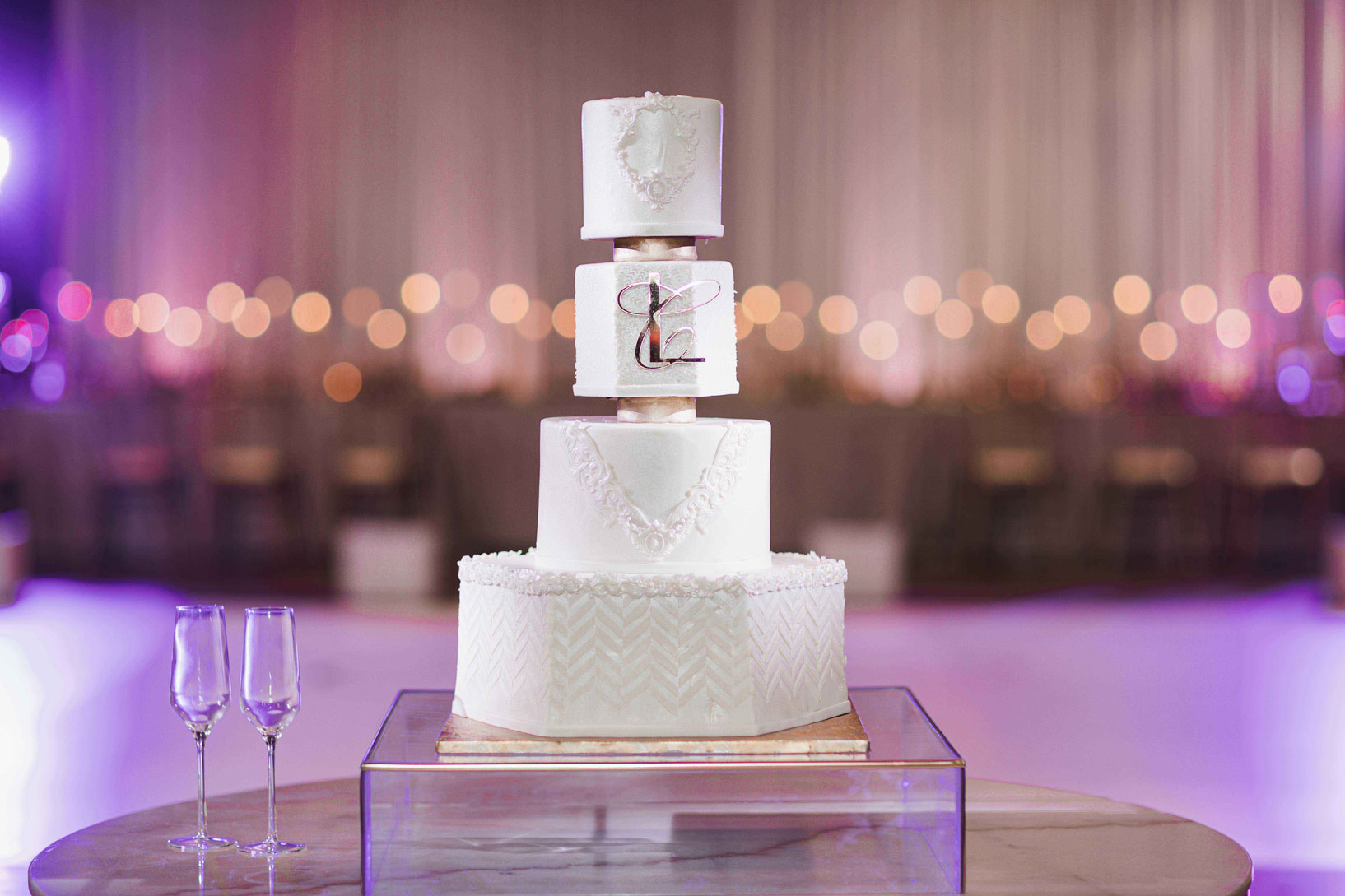 The wedding cake is set for the reception at Haven in Birmingham.