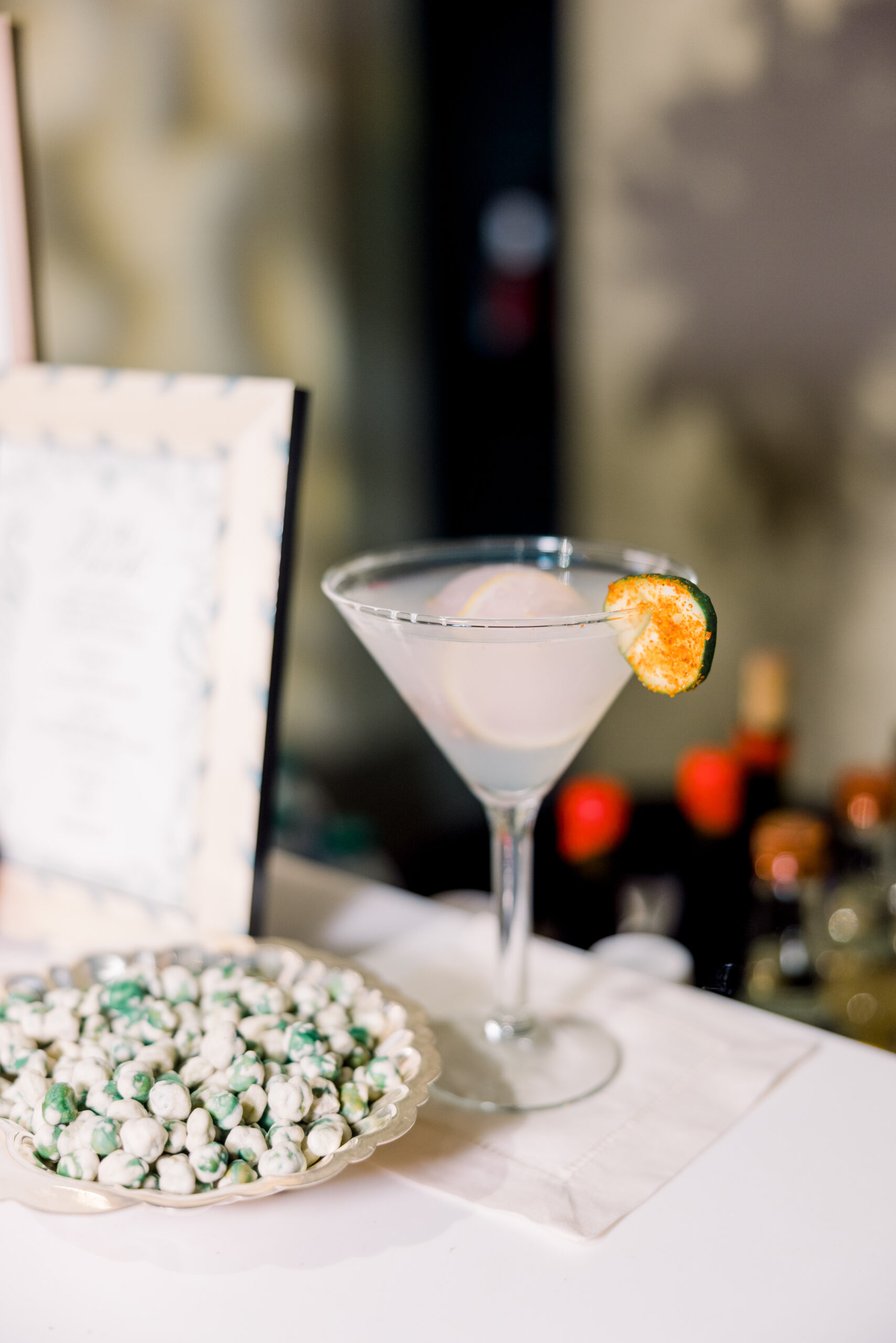 A martini is prepared by B&B Beverage Management for the Alabama Weddings party.