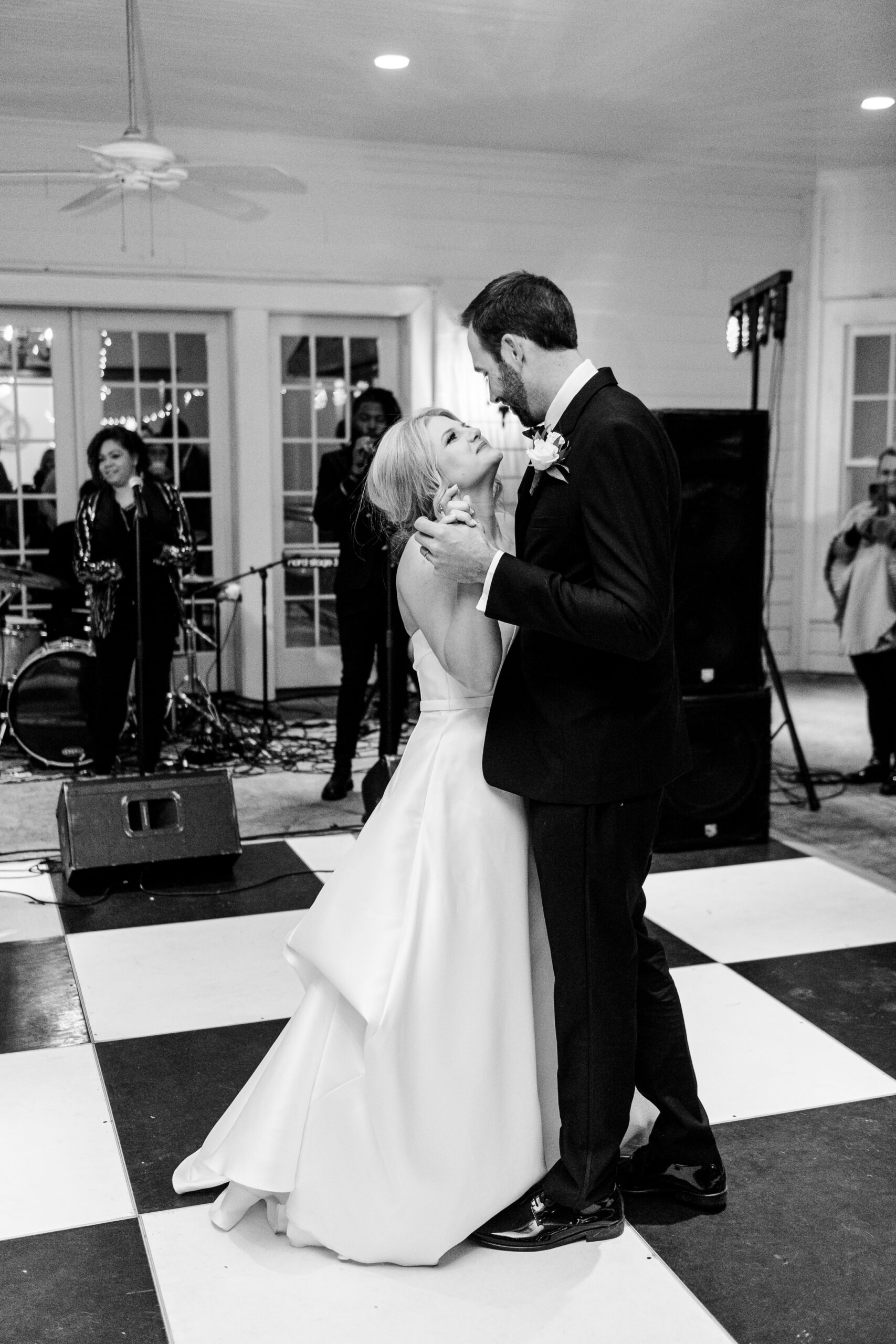 The bride and groom share a first dance during their wedding reception at Marsgate in Alabama.