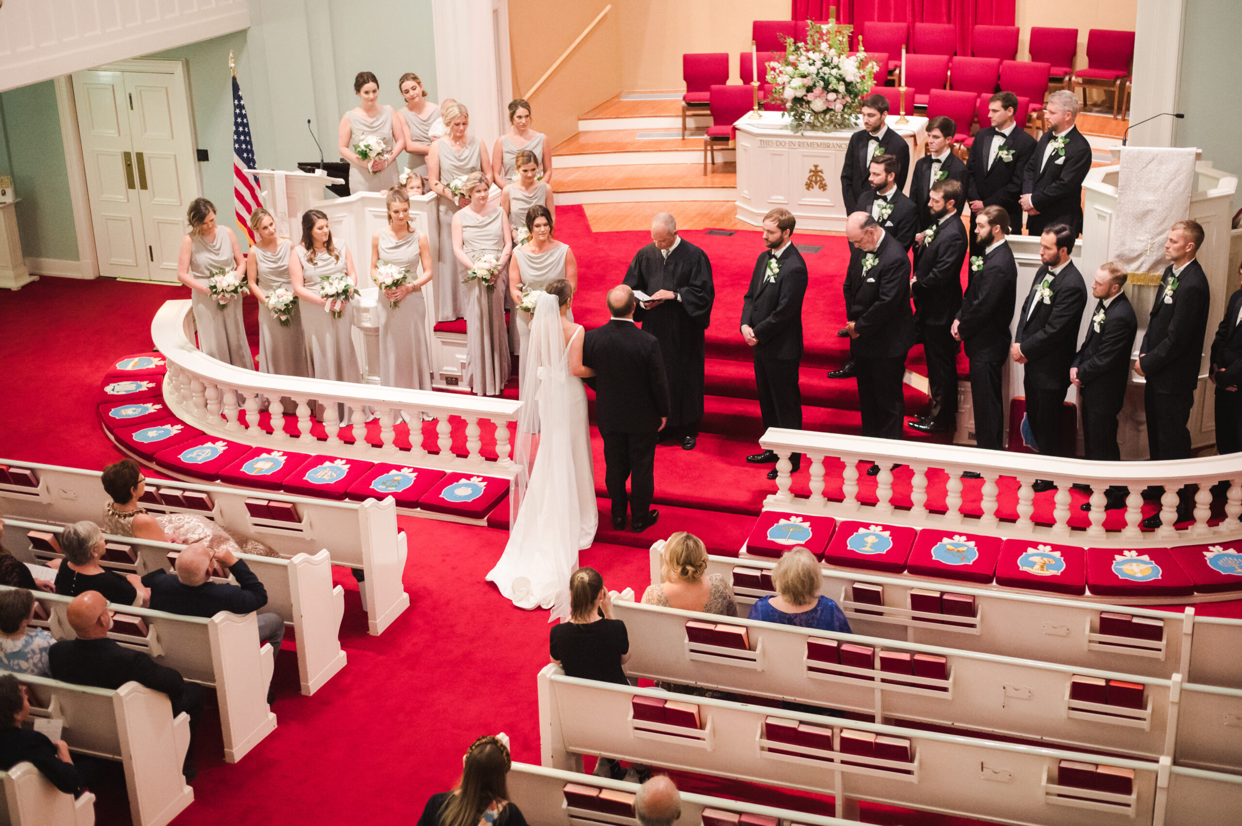 The bride and groom share their vows before their wedding in Athens, Alabama.