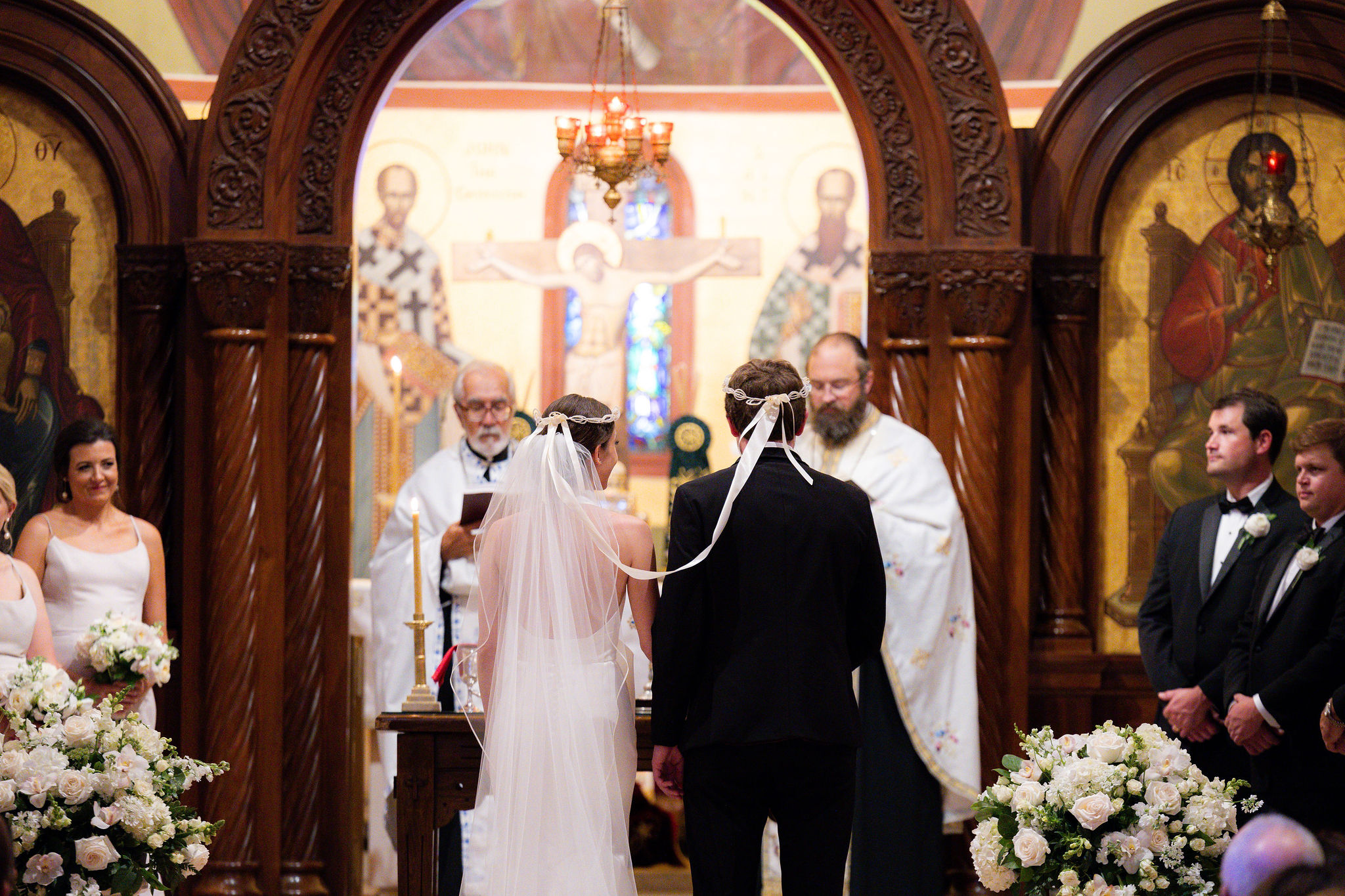 The bride and groom get married in Birmingham, Alabama.