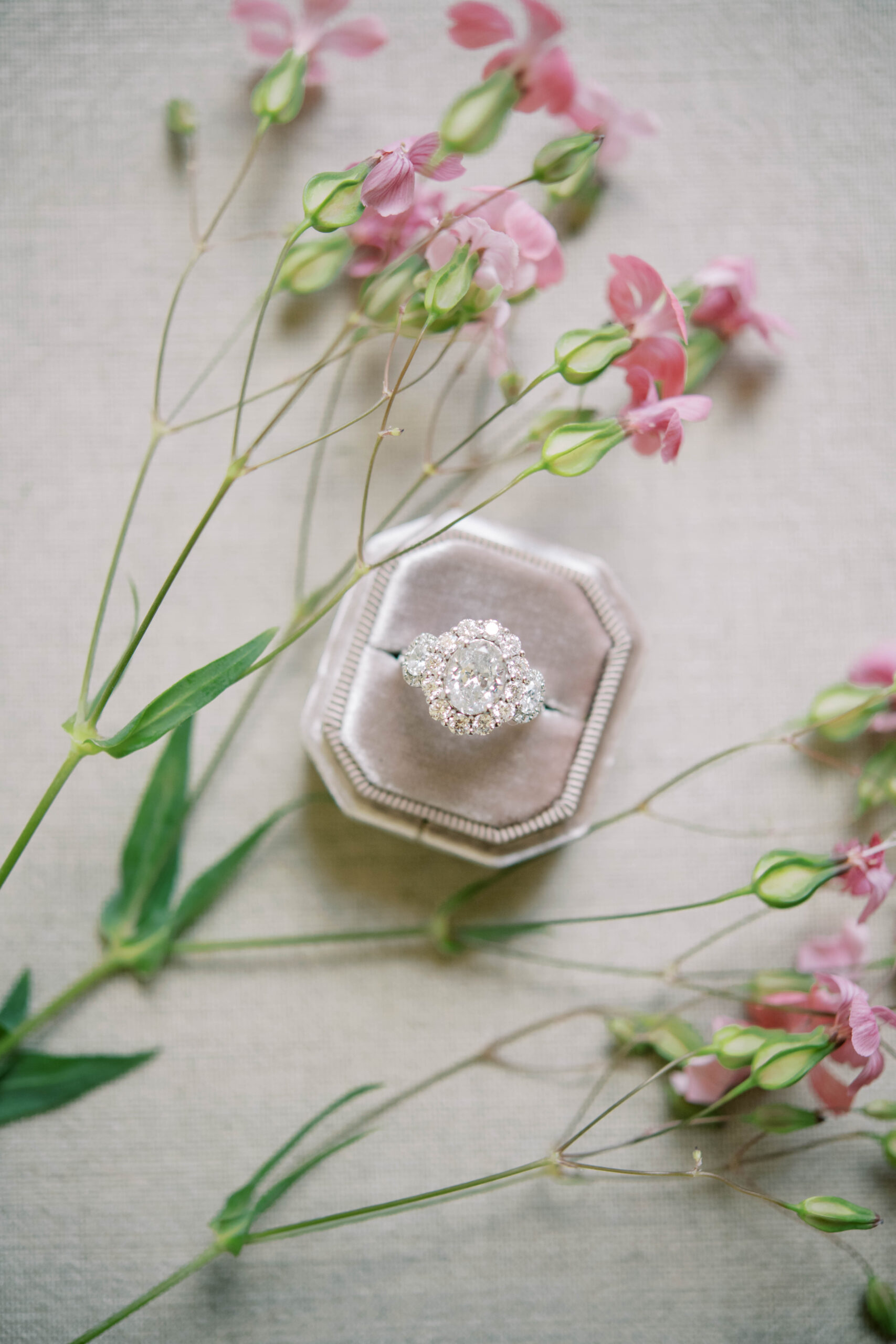 A wedding ring in a velvet box.