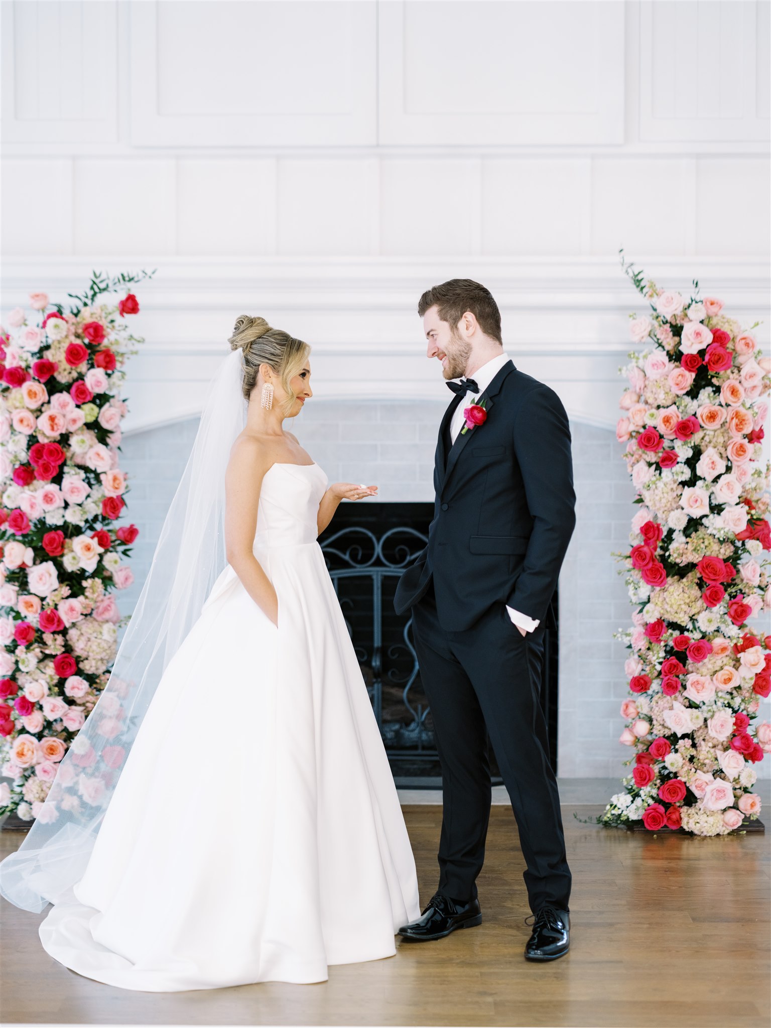 The bride and groom share a special moment before their wedding ceremony in Alabama.